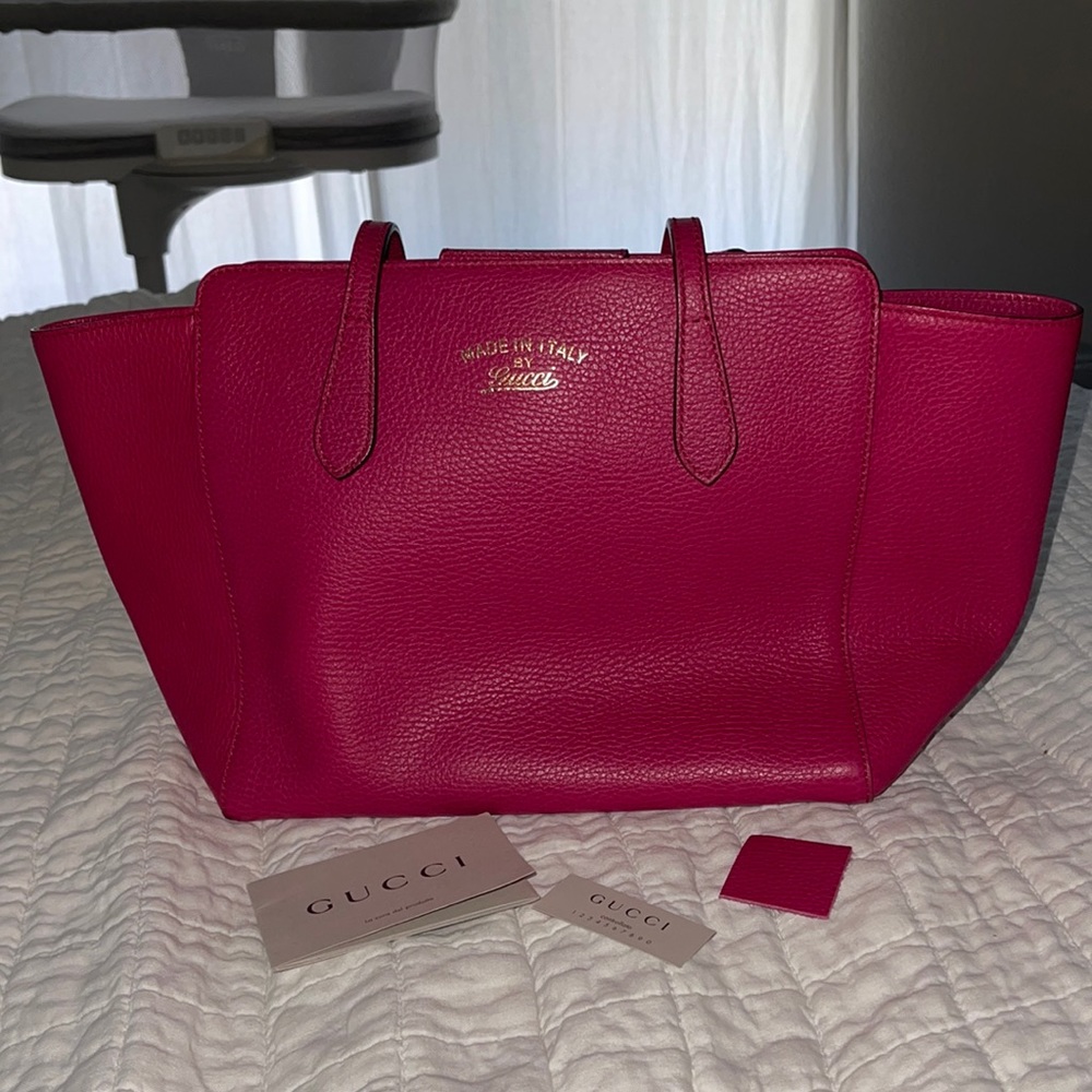 Gucci hot pink leather tote